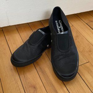 Superga x Alexa Chung black satin slip on shoes NWT 36/6